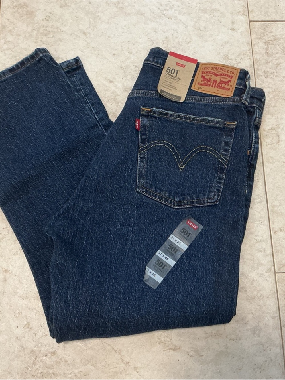 Levi's 501 Original Cropped Straight Jeans - Sz 31 X 26